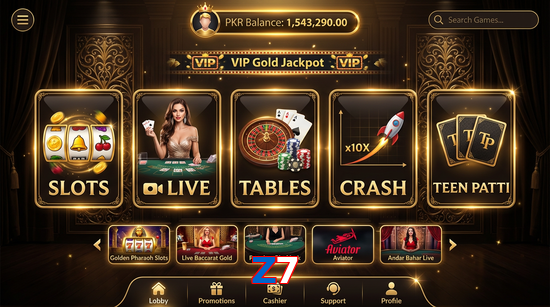 Main screen of Z7 casino page for PK players